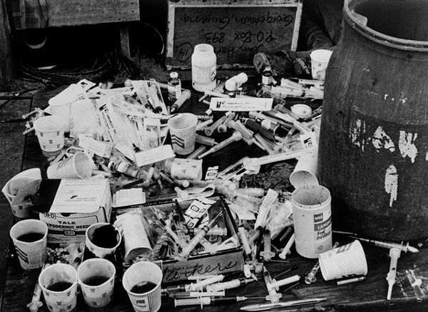 ca. November 18, 1978, Jonestown, Guyana --- Pile of Syringes and Paper Cups --- Image by © Bettmann/CORBIS